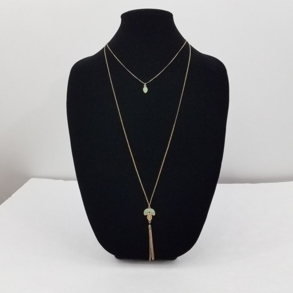 LC Lauren Conrad Necklace Chain Long Tassel Gold T‎